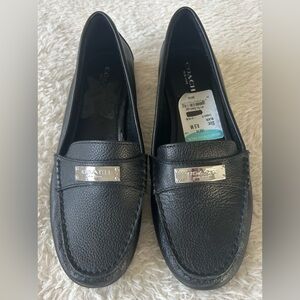 Coach Fredrica leather flats loafers shoes black women's Size 8.5